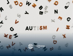 Scattered alphabet letters in variety of colors with "AUTISM" spelled out in the center in Utah.