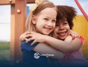A child with autism hugging her friend
