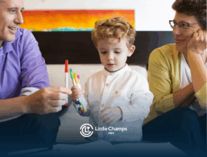 A child with autism holding colored markers