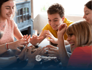 Children with autism playing together during social skills training
