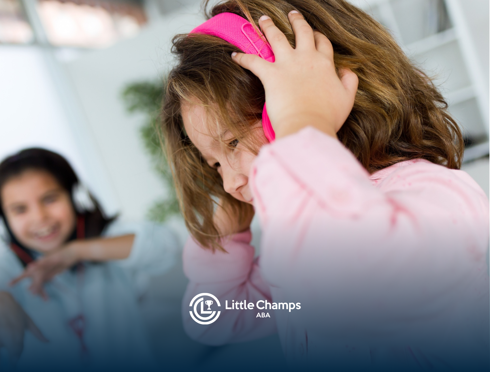 A child with autism wearing a headphone being overstimulated