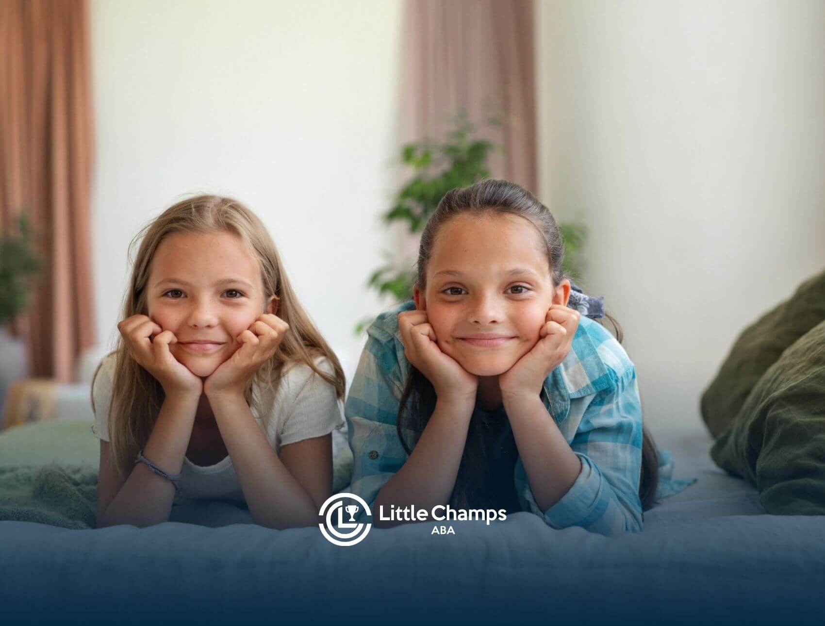 Two girls smiling together.