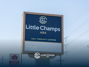 Little Champs ABA therapy center sign in Cottonwood Heights, Utah.